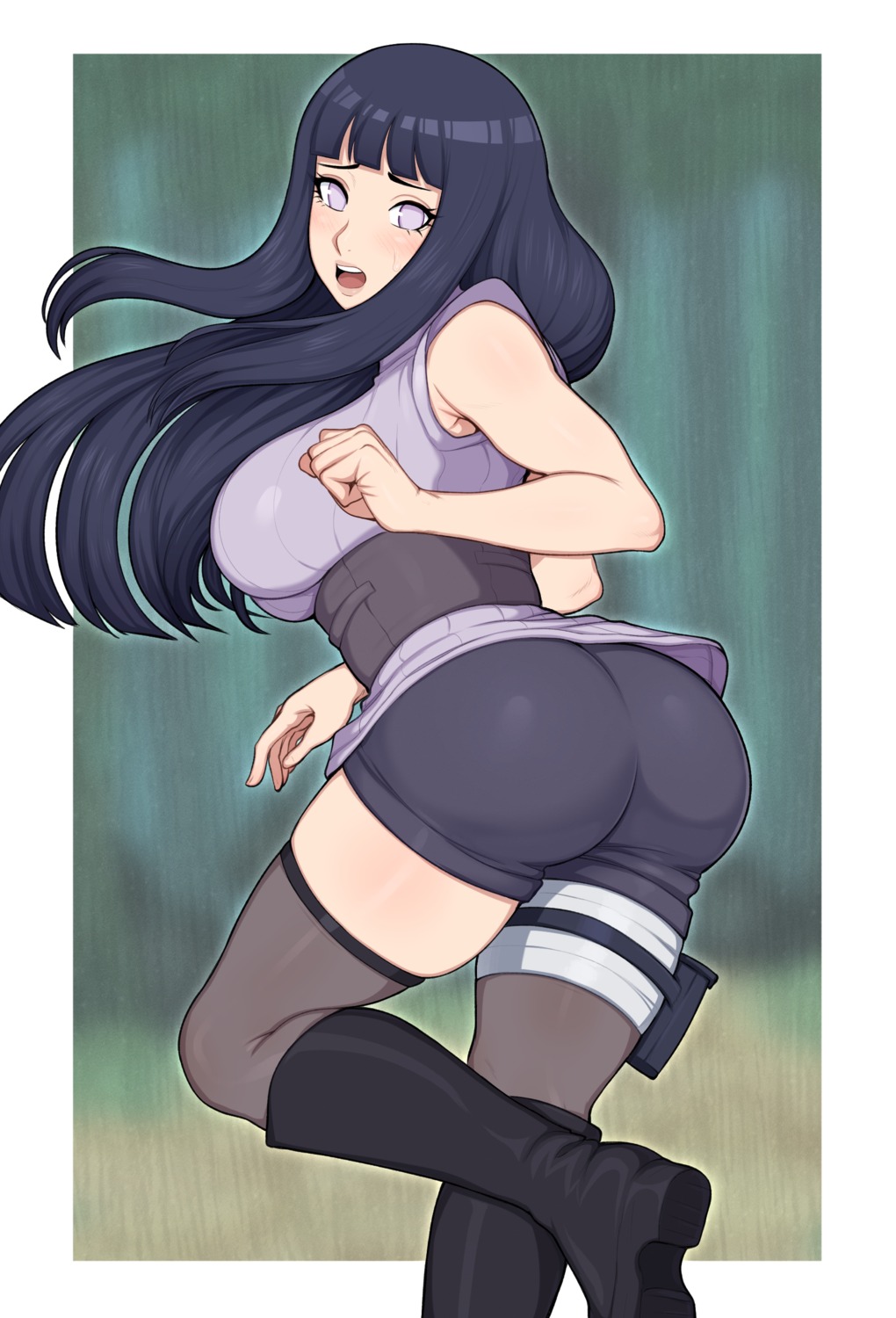 afrobull ass garter hyuuga_hinata naruto ninja thighhighs weapon