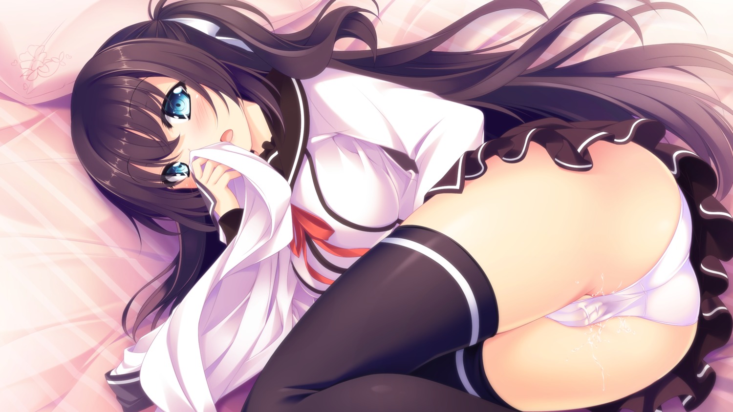 game_cg kazakura koi_shiyo? masturbation pantsu pussy_juice seifuku thighhighs tsunoda_miyabi