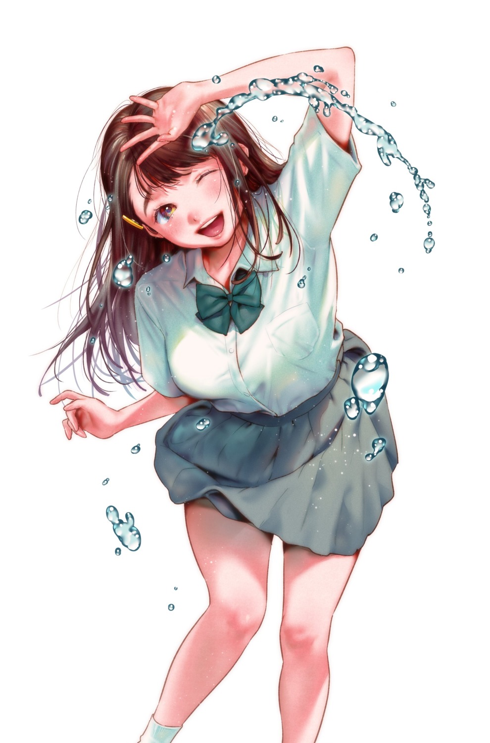 higashide_irodori seifuku wet_clothes