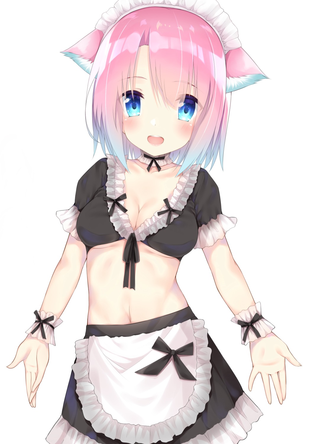 animal_ears cleavage go-1 maid miruku_(go-1)