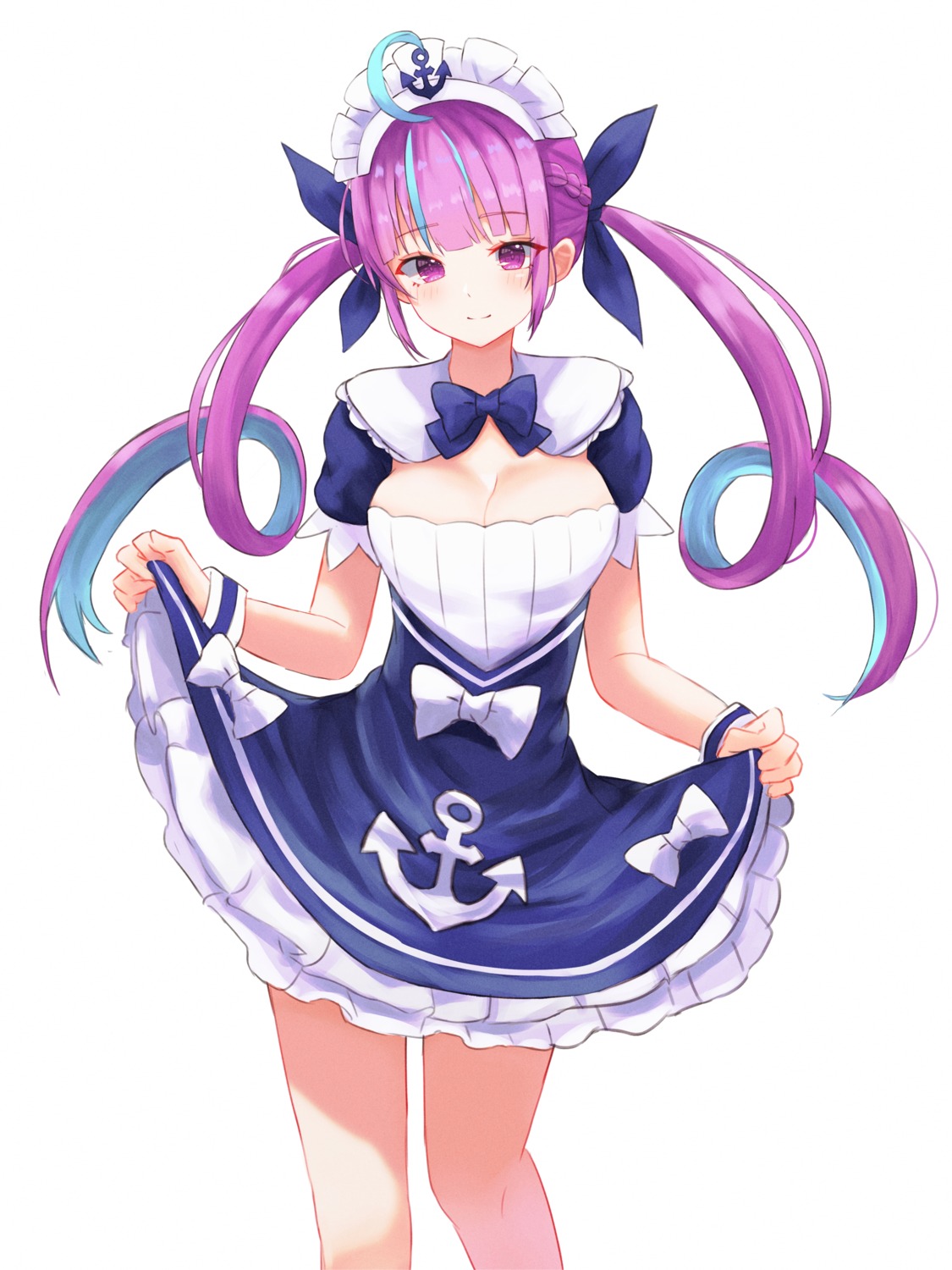 hololive kano_(wi3028) maid minato_aqua skirt_lift