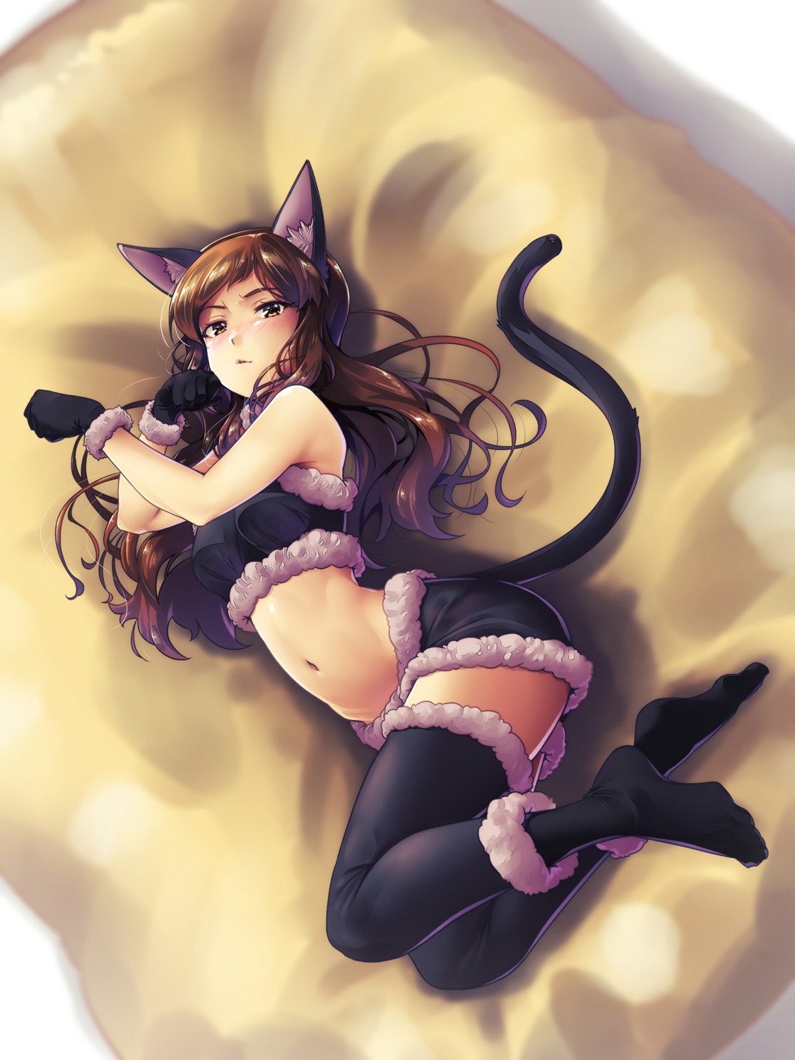 animal_ears k.sho kitazawa_shiho nekomimi tail the_idolm@ster the_idolm@ster_million_live! thighhighs