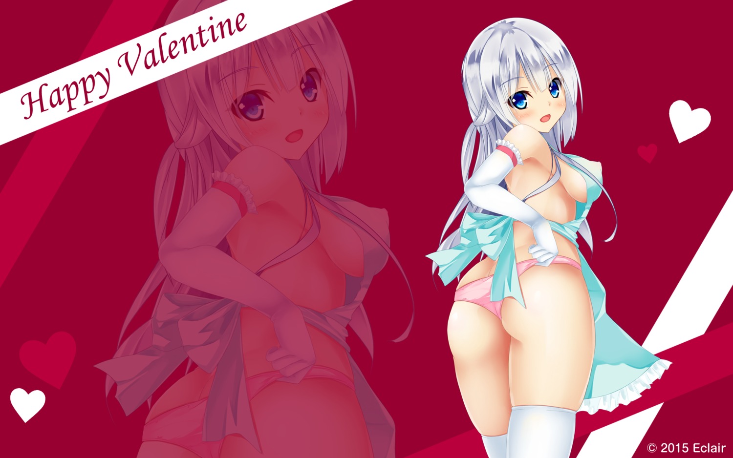 ass eclair_soft erect_nipples naked_apron pantsu root_(eclair) thighhighs valentine wallpaper