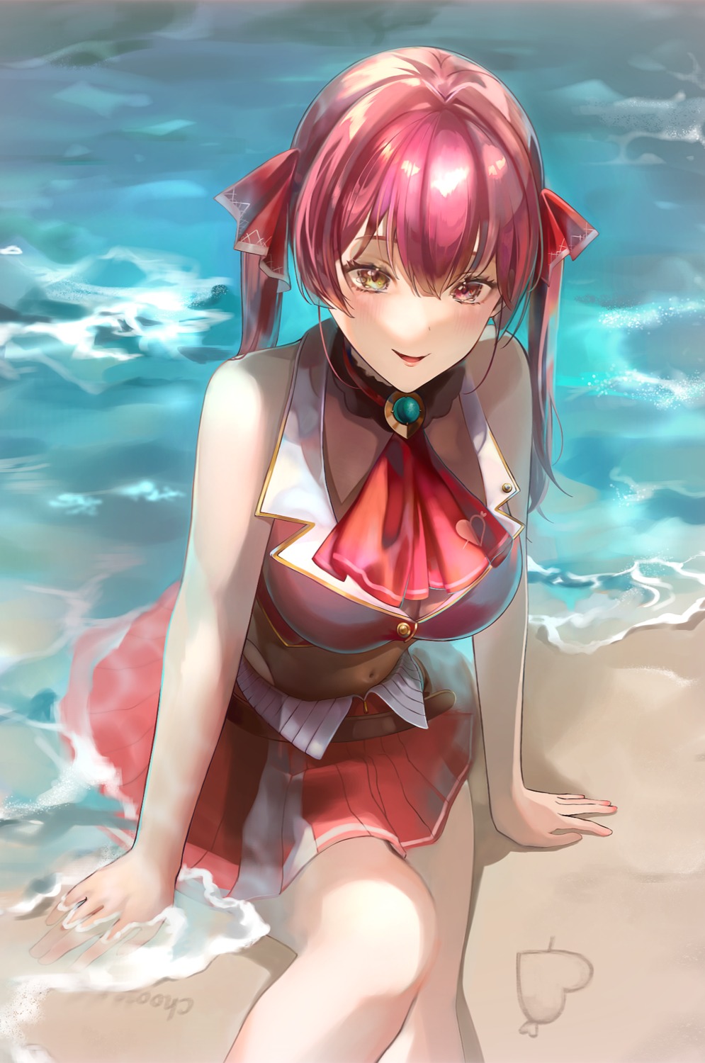 amatou_(artist) heterochromia hololive houshou_marine wet