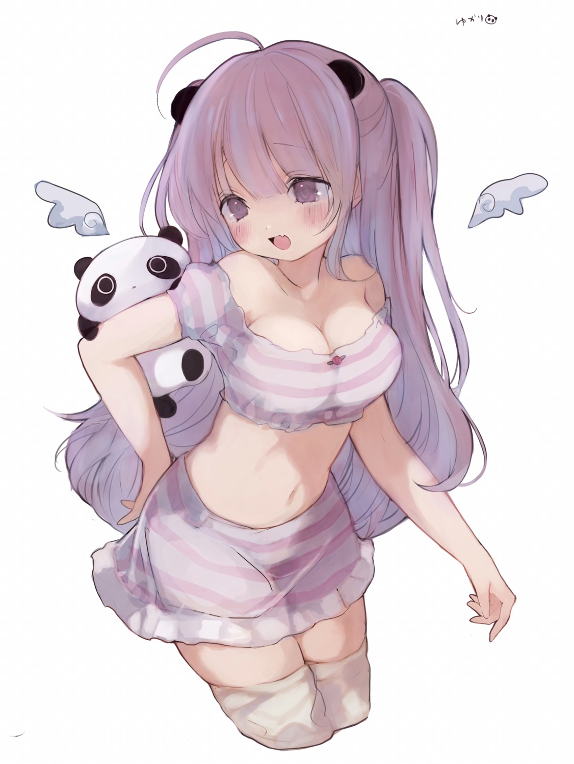 animal_ears cleavage tarepanda thighhighs wings yukari_(rihenara_doll)