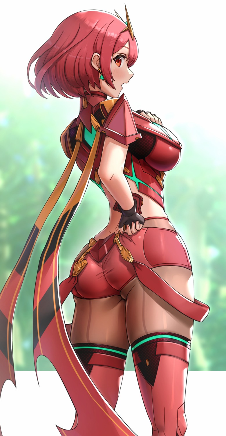 armor ass gonzarez homura_(xenoblade_2) leotard thighhighs xenoblade_(series) xenoblade_2