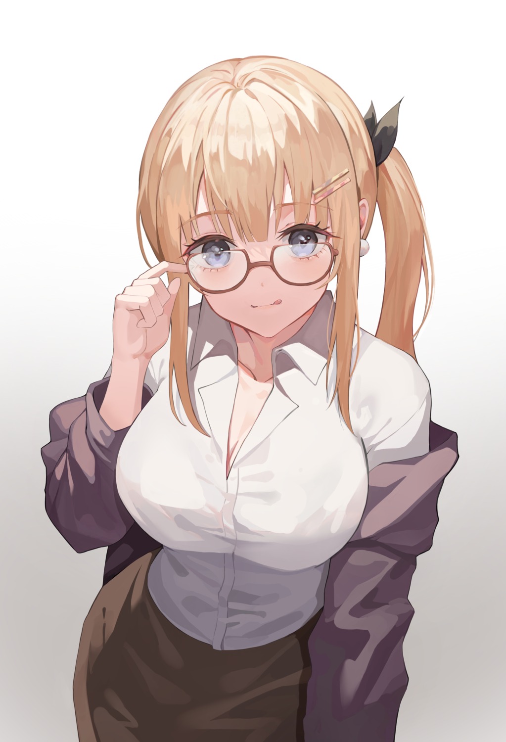artist_revision cleavage dress_shirt megane tanchobee