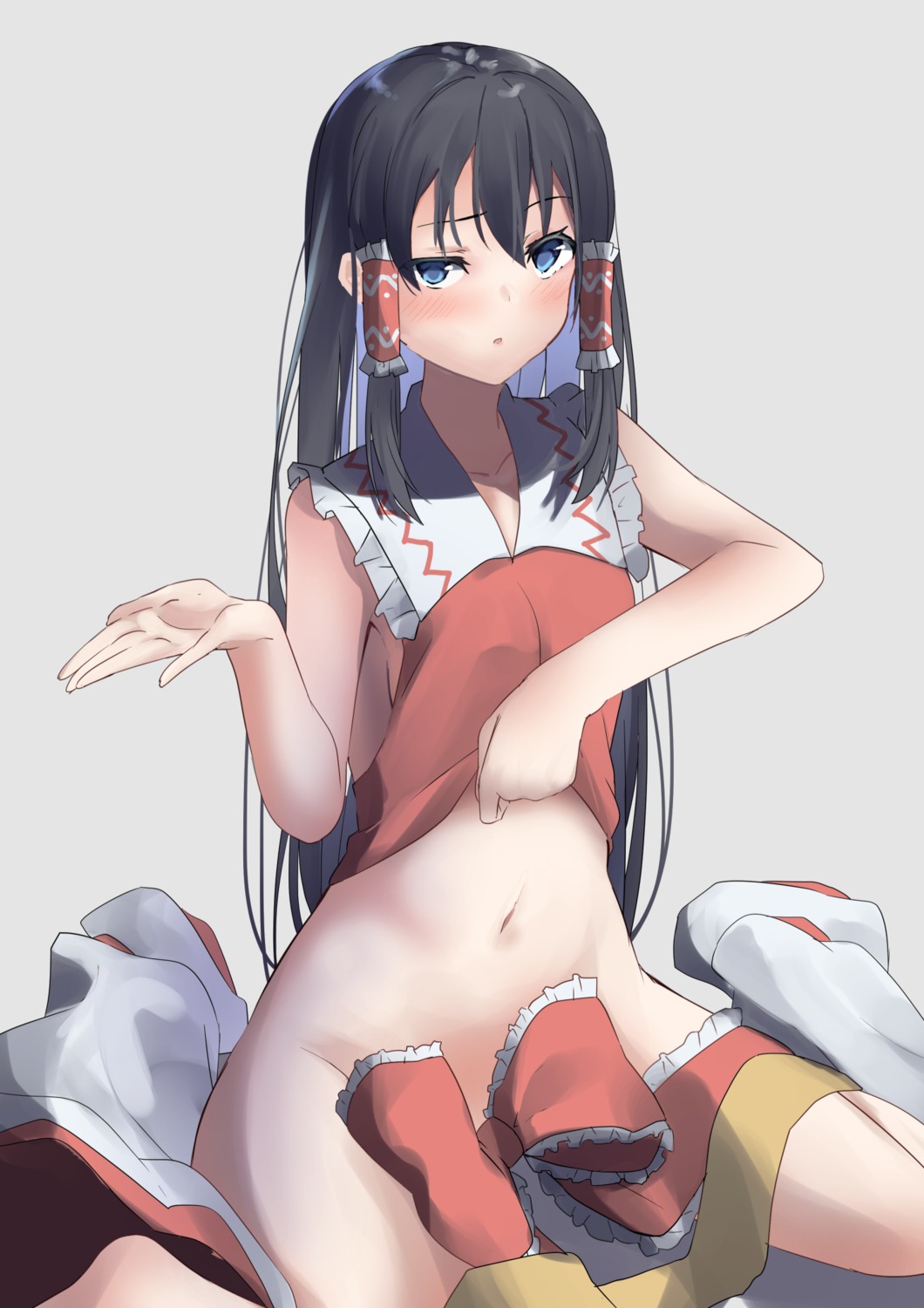 bottomless hakurei_reimu jin_lu_doll shirt_lift touhou