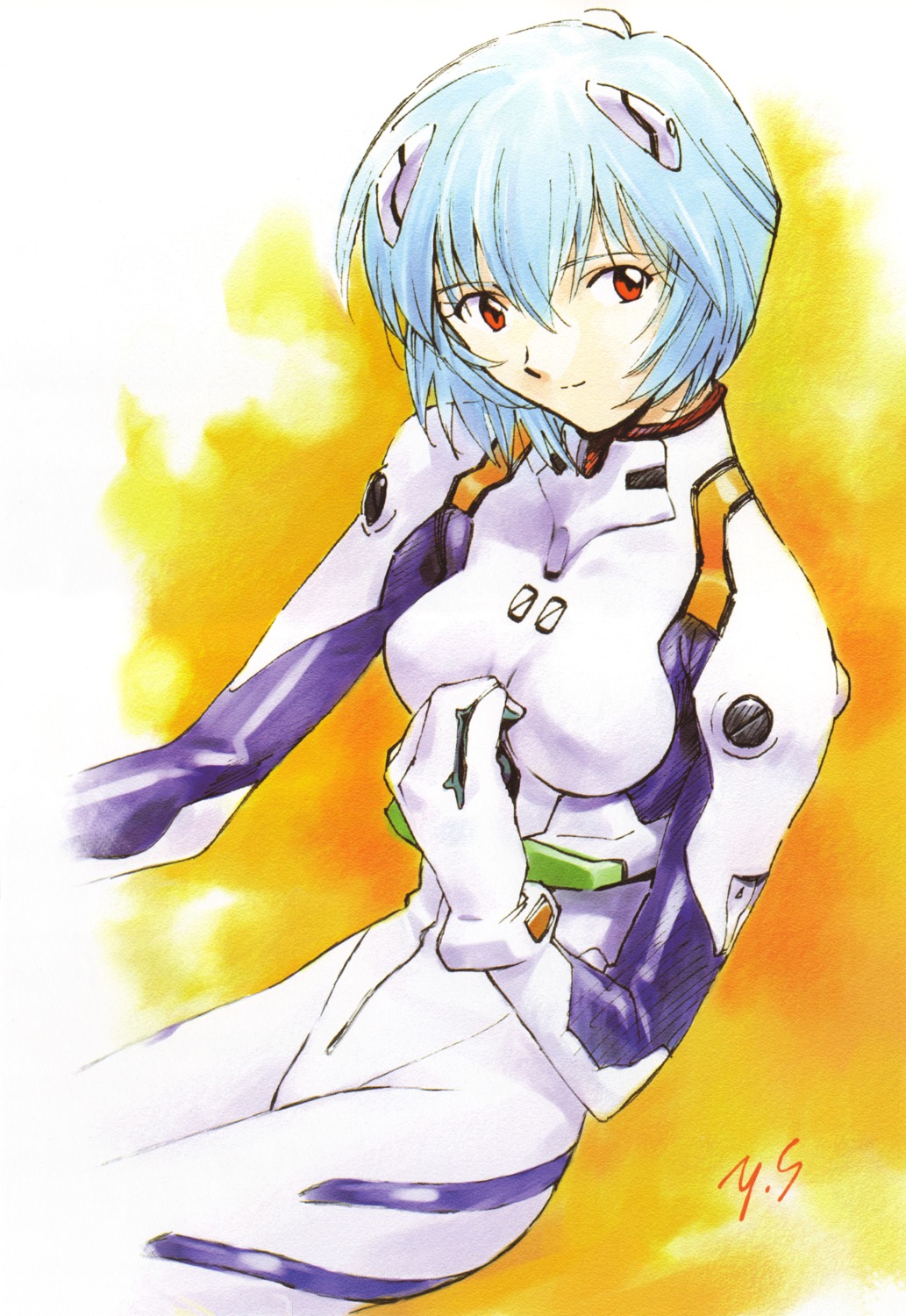 ayanami_rei bodysuit neon_genesis_evangelion sadamoto_yoshiyuki