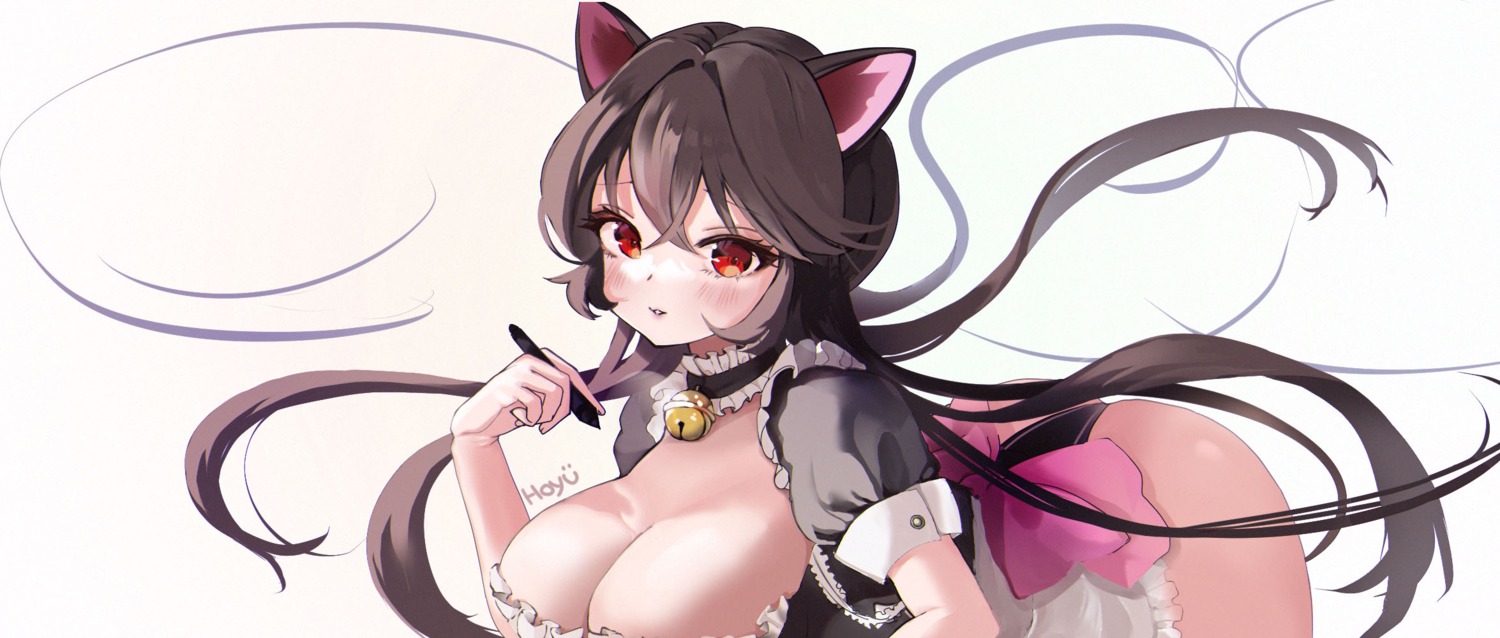 animal_ears hoyuring maid no_bra pantsu skirt_lift