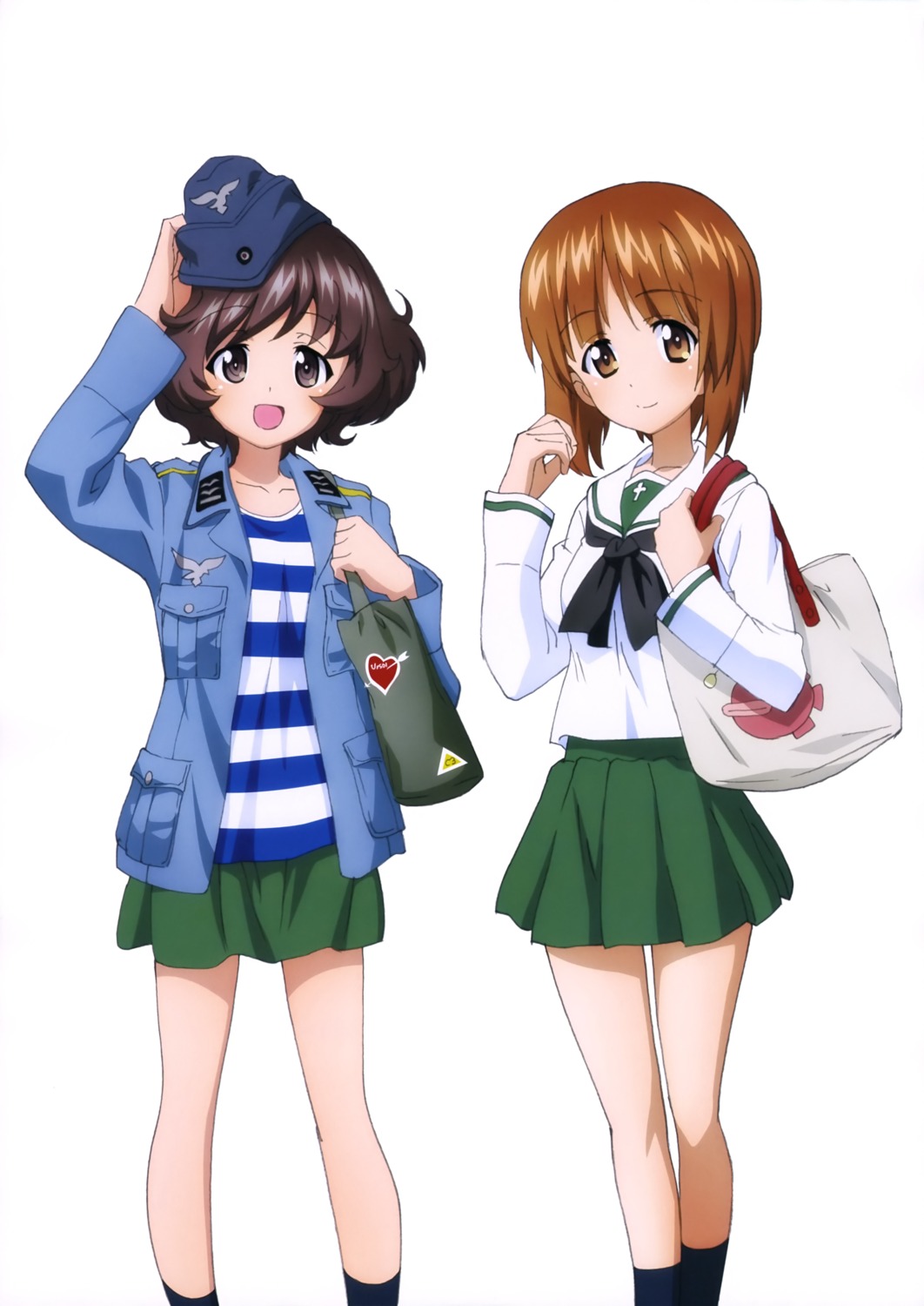 akiyama_yukari girls_und_panzer nishizumi_miho seifuku uniform