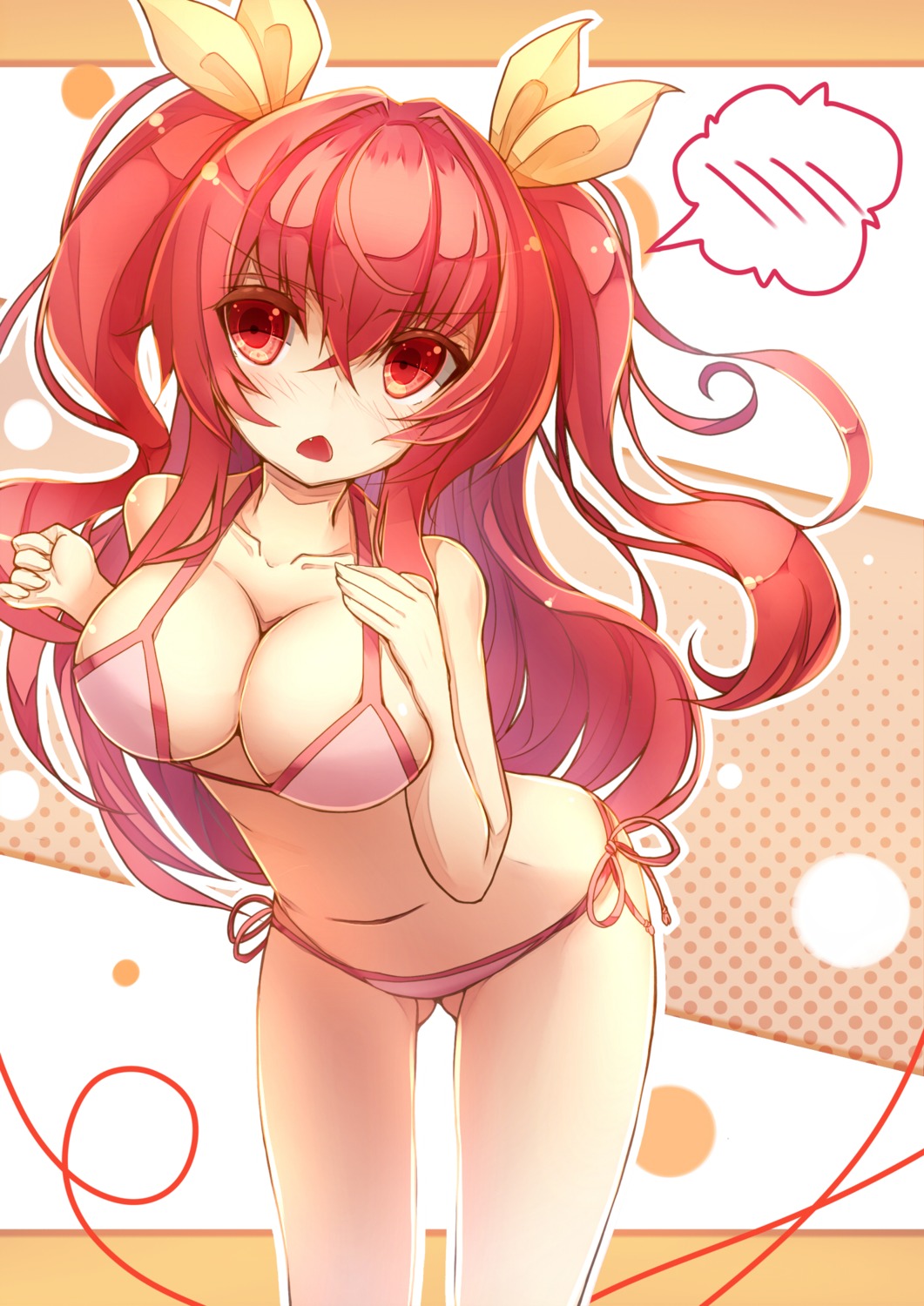 bikini breast_hold cleavage rakudai_kishi_no_cavalry stella_vermillion swimsuits tatapopo