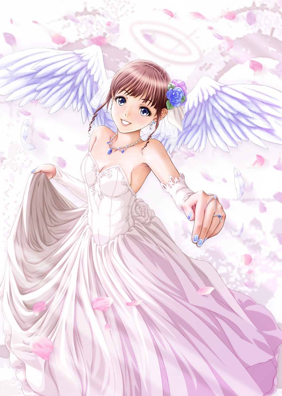 angel cleavage dress wedding_dress wings yume_robo