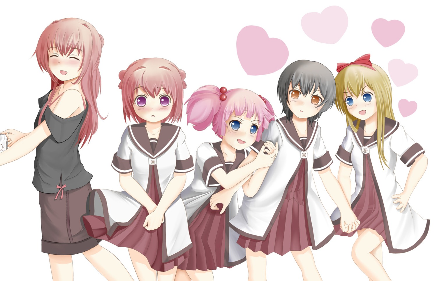 akaza_akane akaza_akari funami_yui miyabi_(miyabi) seifuku toshinou_kyouko yoshikawa_chinatsu yuru_yuri