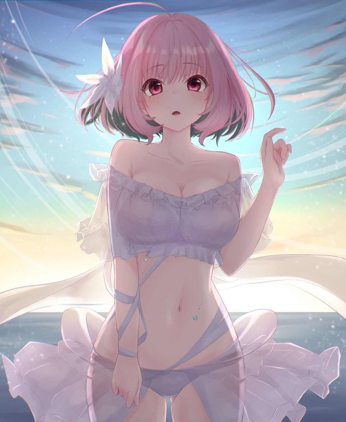 bikini cleavage kamiyaminatsu see_through swimsuits the_idolm@ster the_idolm@ster_cinderella_girls yumemi_riamu