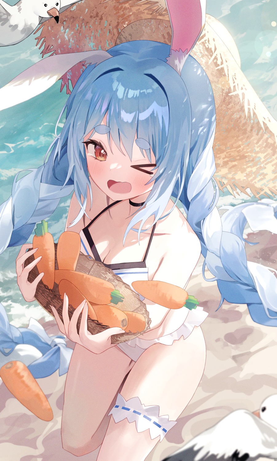 animal_ears bikini bunny_ears garter hololive nel_dcm swimsuits usada_pekora