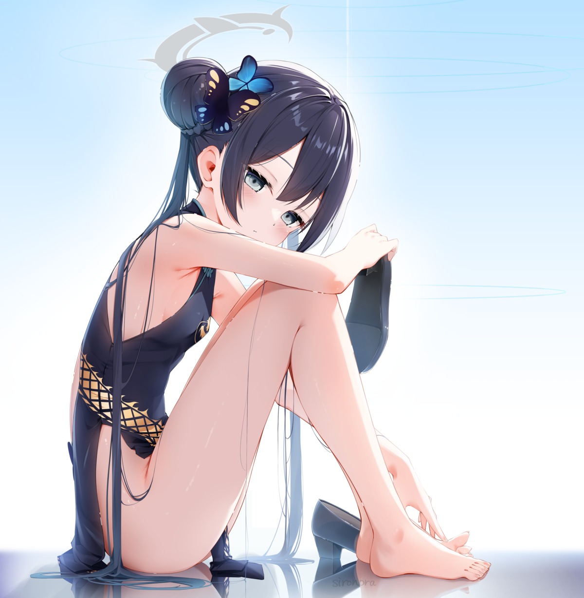 blue_archive chinadress halo heels loli no_bra nopan ryuuge_kisaki shironora