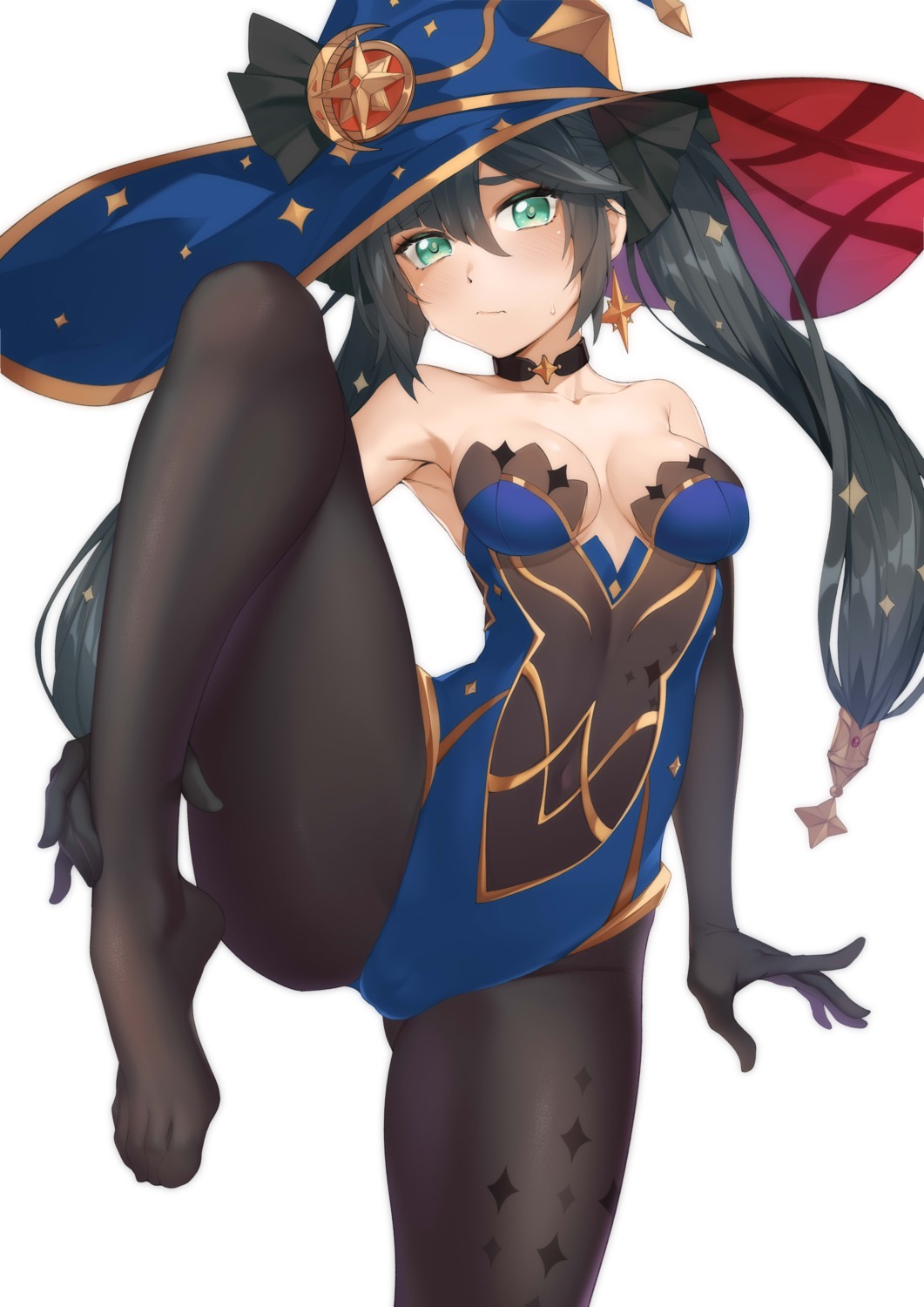 b3b cameltoe feet genshin_impact leotard mona_megistus no_bra pantyhose witch