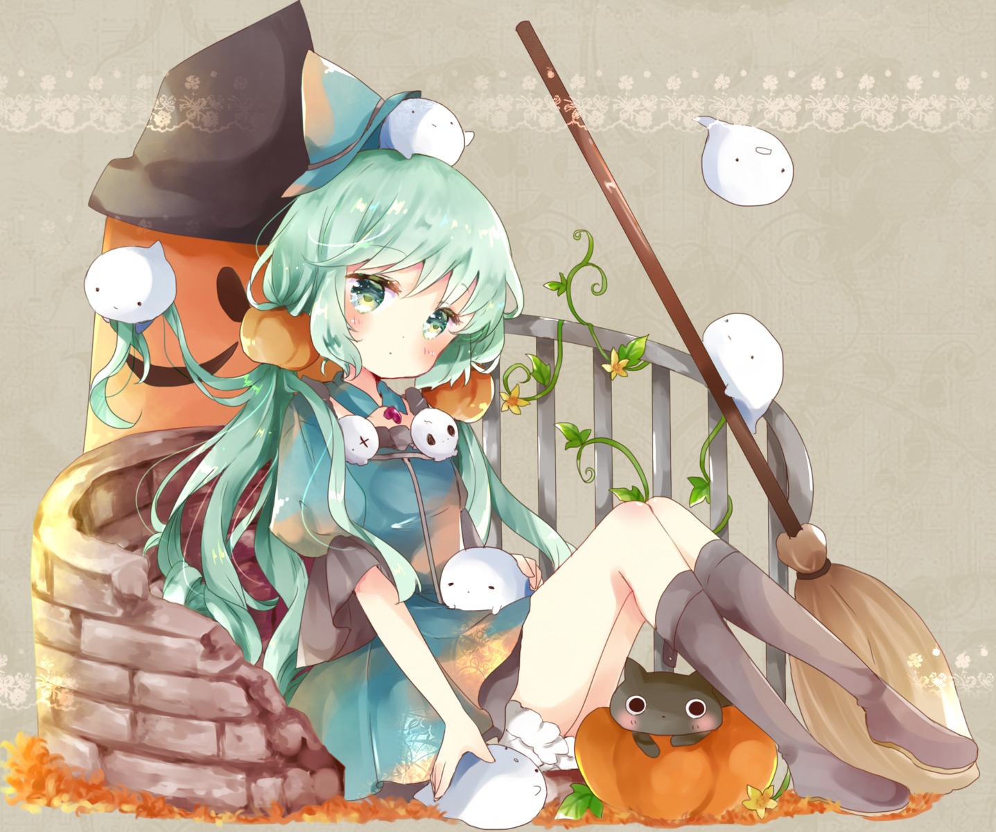 bloomers dress halloween neko tsukiyo_(skymint) witch