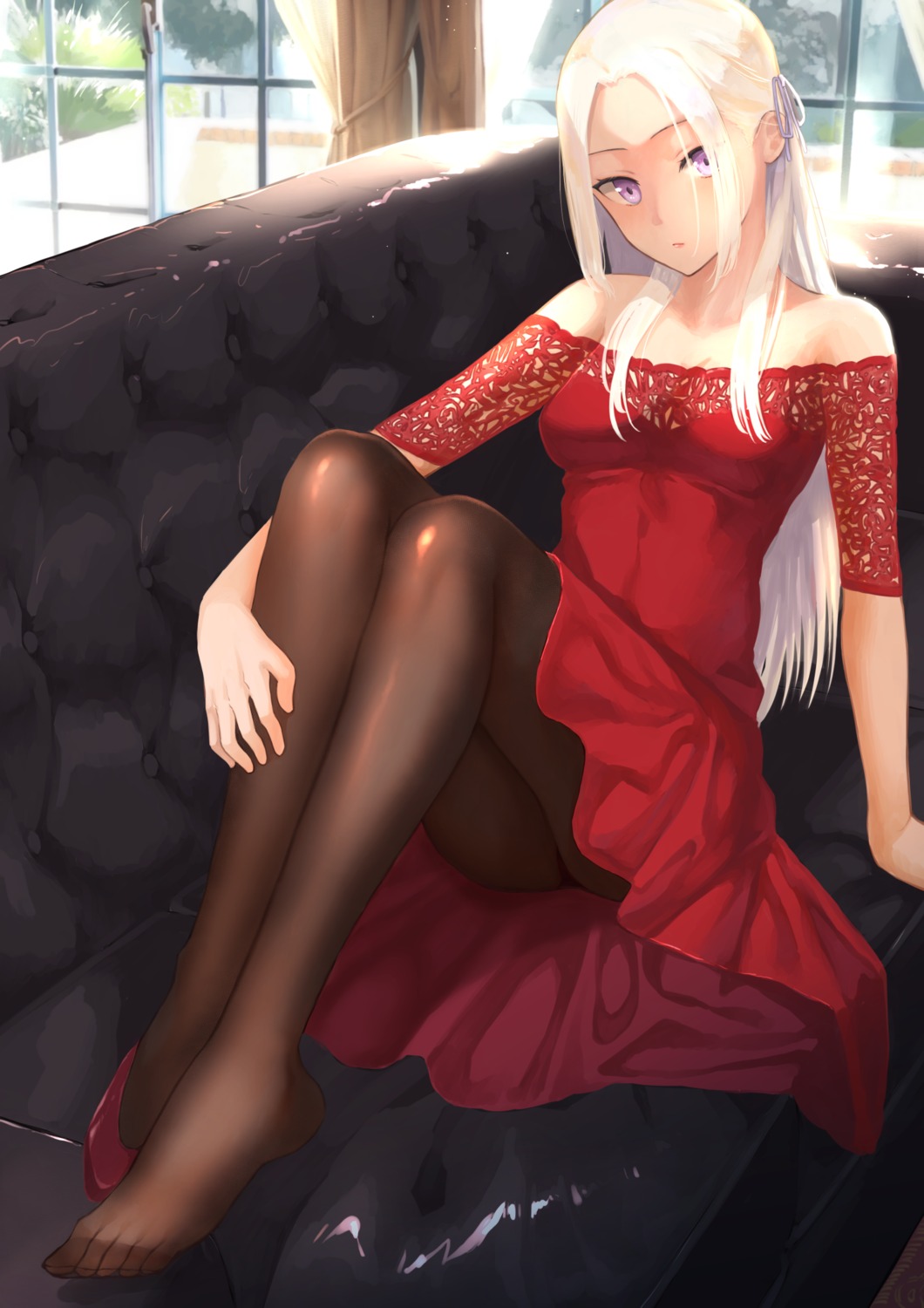 dress edelgard_von_hresvelg feet fire_emblem fire_emblem_three_houses fukuroumori pantyhose skirt_lift