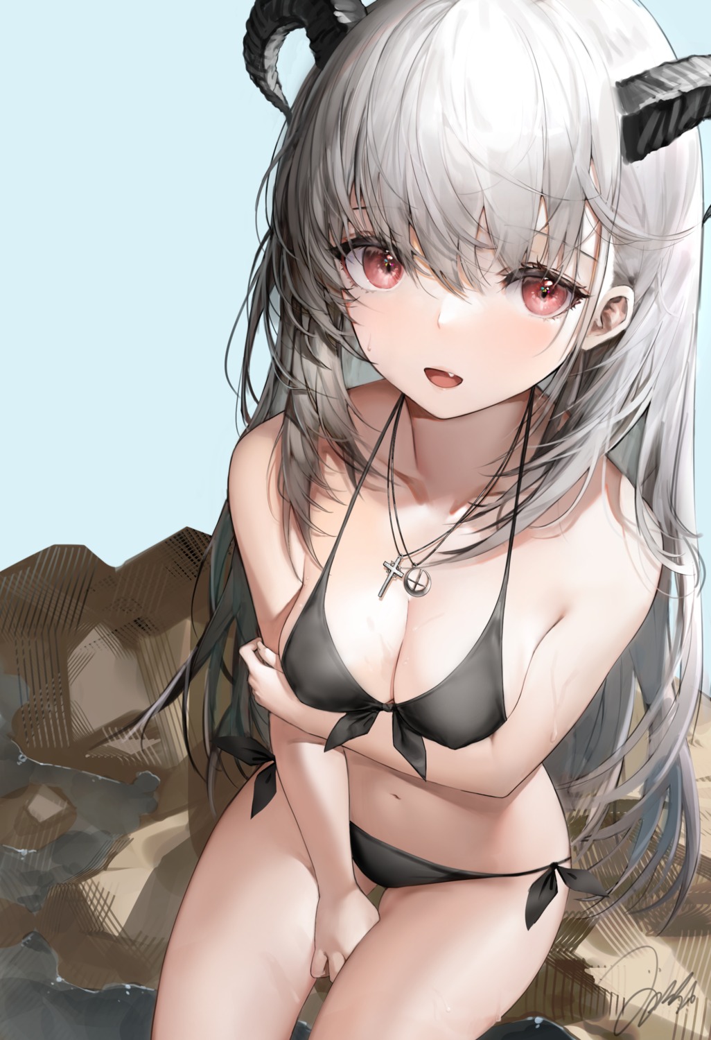 bikini haori_io horns swimsuits wet