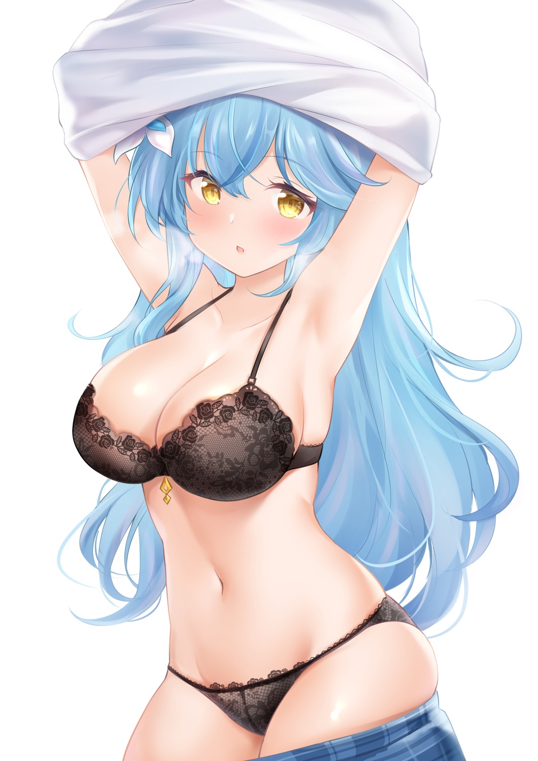 bra hololive nikoo pantsu shirt_lift undressing yukihana_lamy