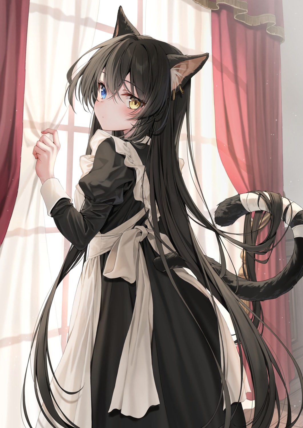 animal_ears heterochromia kakao_rantan maid nekomimi tail