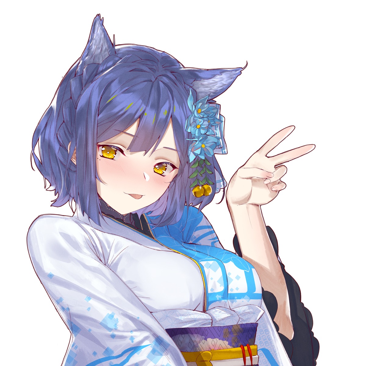 animal_ears kimono nekomimi nijisanji nishiro_ryoujin shizuka_rin