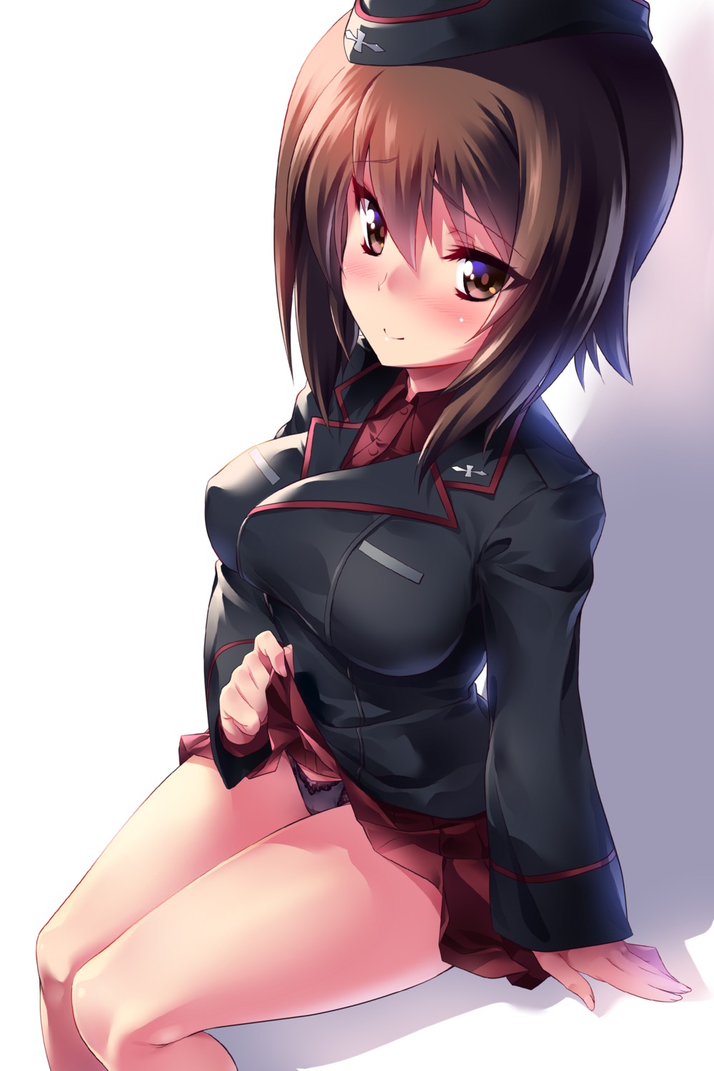 girls_und_panzer nishizumi_maho pantsu quzken skirt_lift uniform