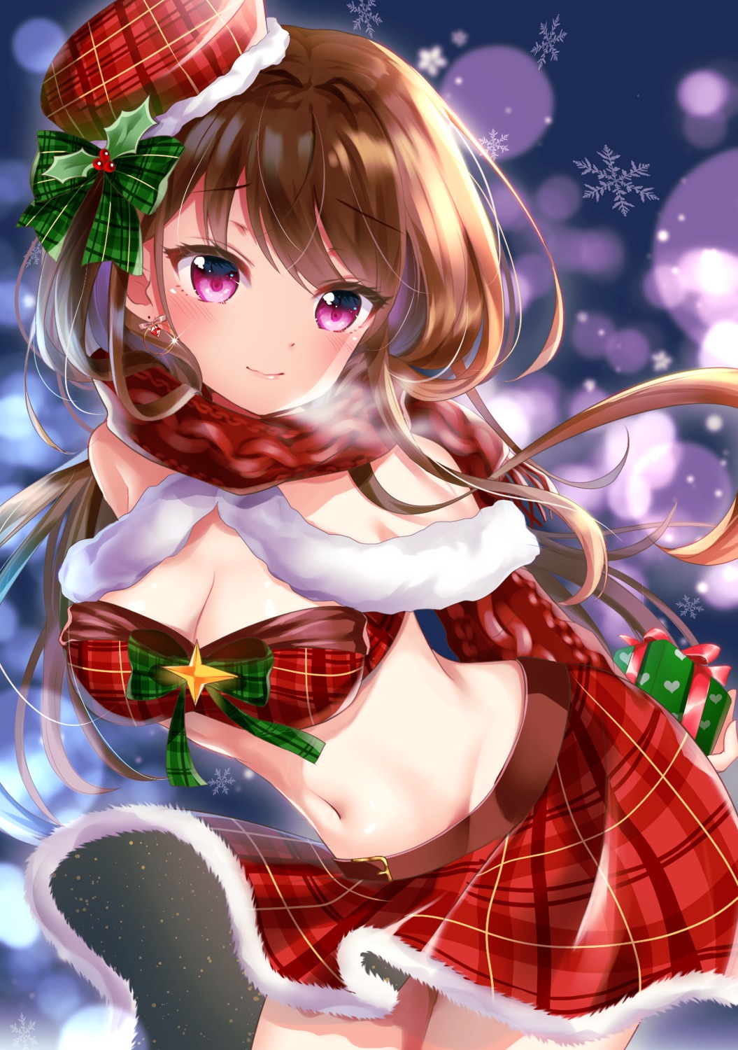 bra christmas cleavage skirt_lift tsukimiya_sara