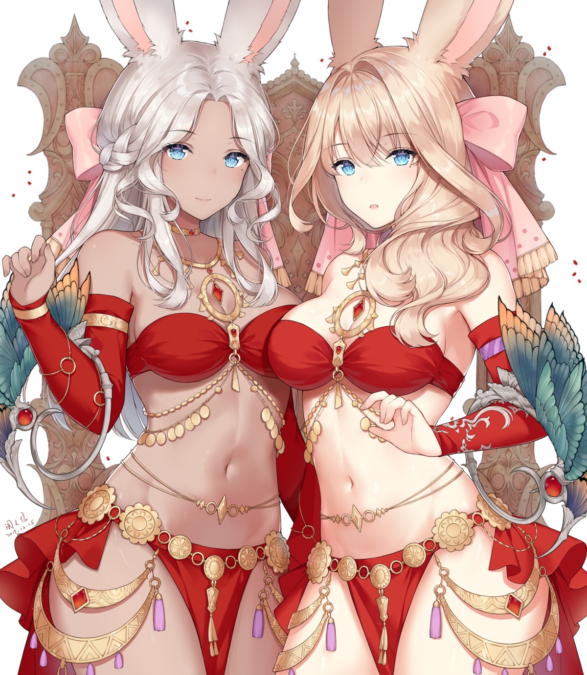 animal_ears ayuanlv bikini_armor bunny_ears cleavage final_fantasy final_fantasy_xiv viera