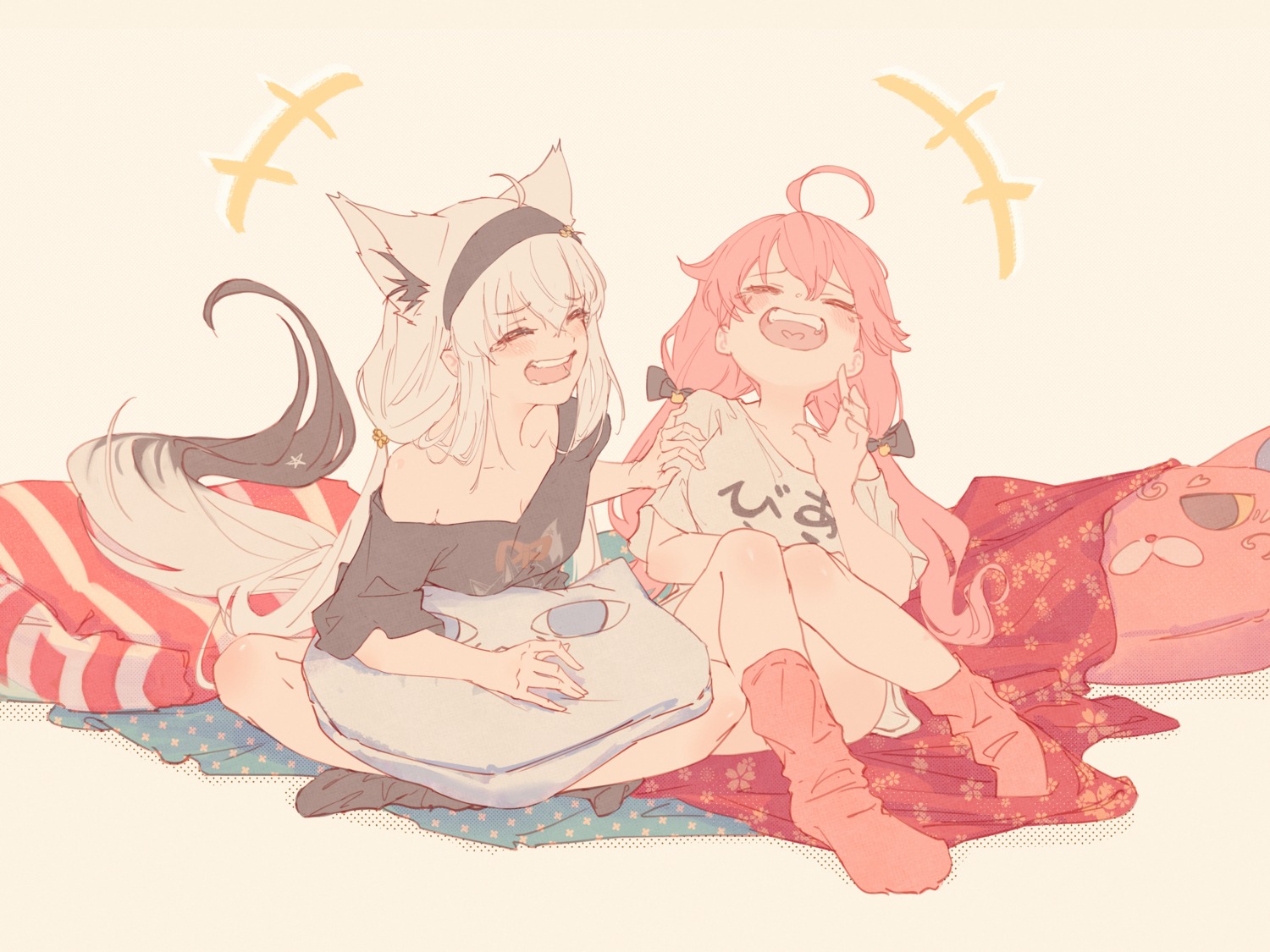 animal_ears hololive hololive_gamers hyde_(tabakko) kitsune sakura_miko shirakami_fubuki tail