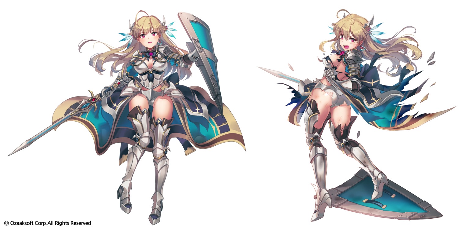 armor ass heels kingdom_of_legion kyjsogom sword thighhighs torn_clothes