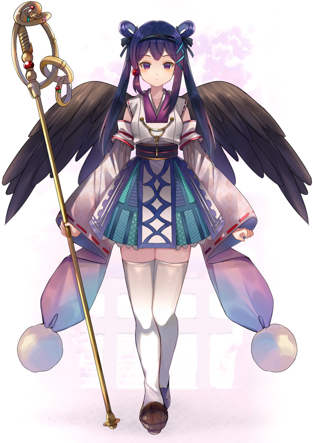 japanese_clothes tagme thighhighs weapon wings