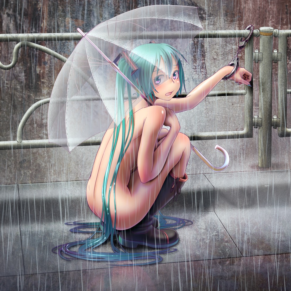 bondage hatsune_miku naked umbrella vocaloid wokada