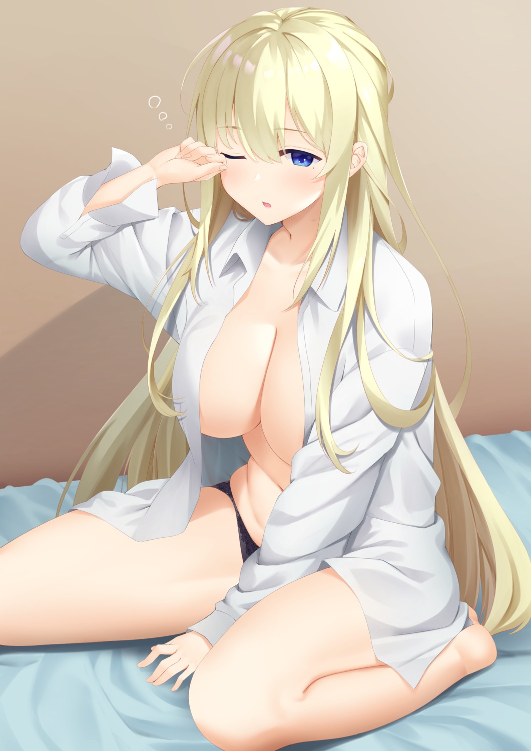 dress_shirt no_bra open_shirt pantsu yappe