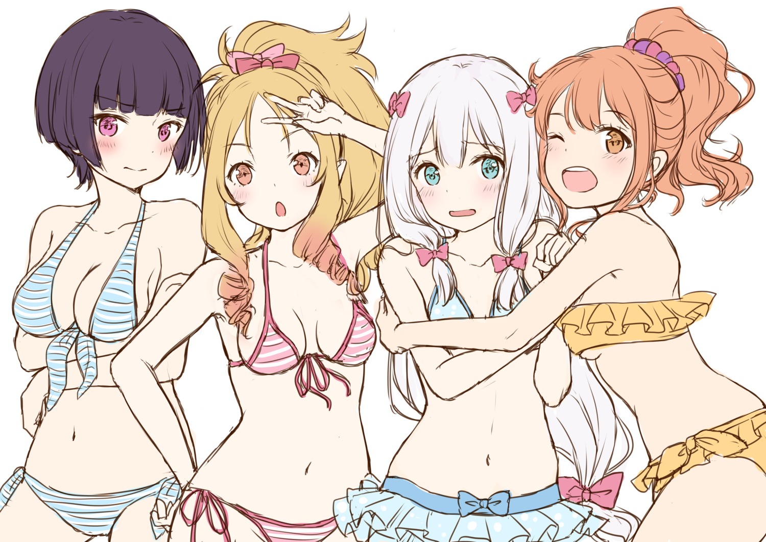 bikini cleavage eromanga-sensei izumi_sagiri senju_muramasa sketch swimsuits underboob yamada_elf yoshida_iyo