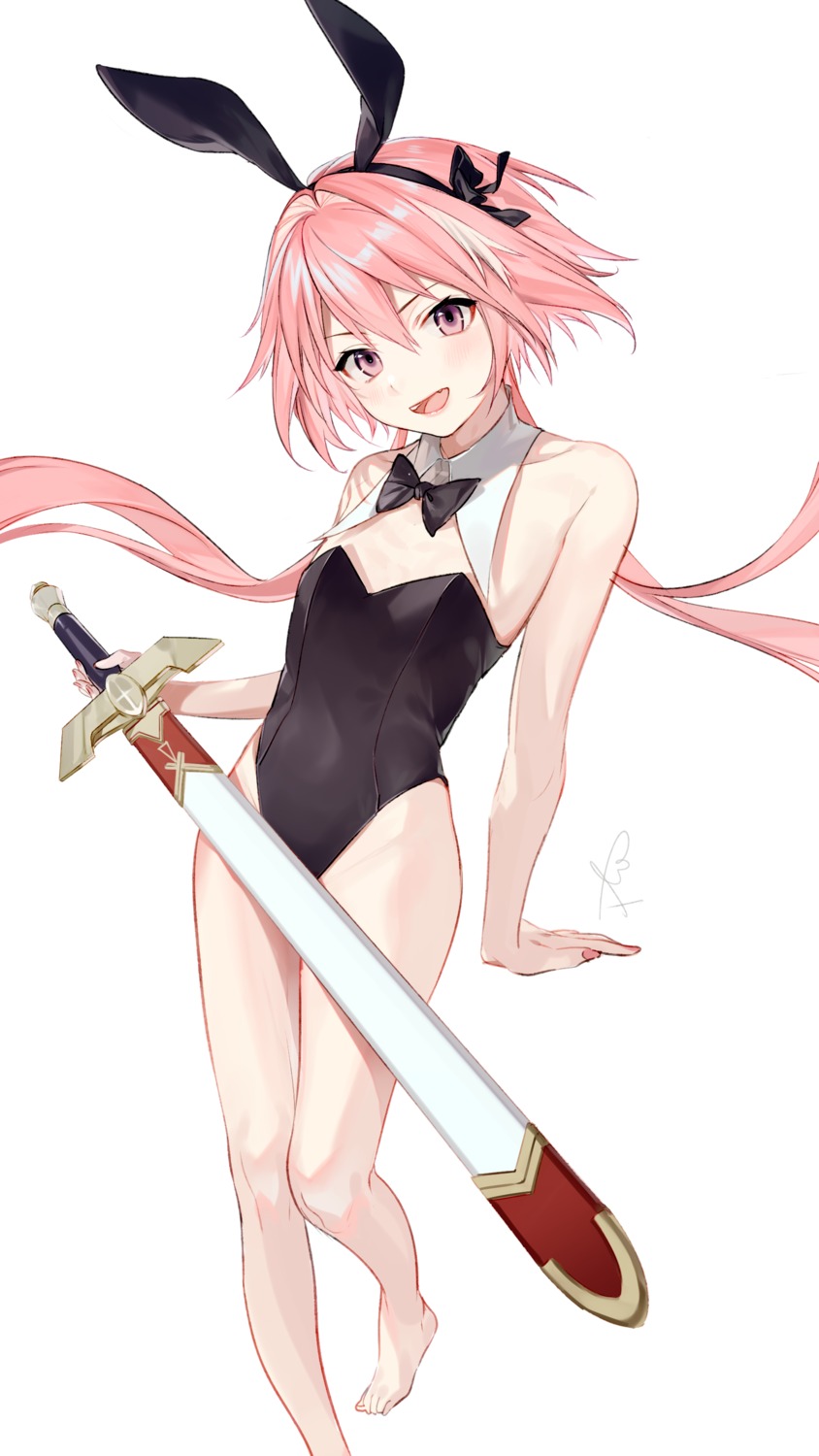 al_mican animal_ears astolfo_(fate) bunny_ears bunny_girl fate/grand_order sword trap