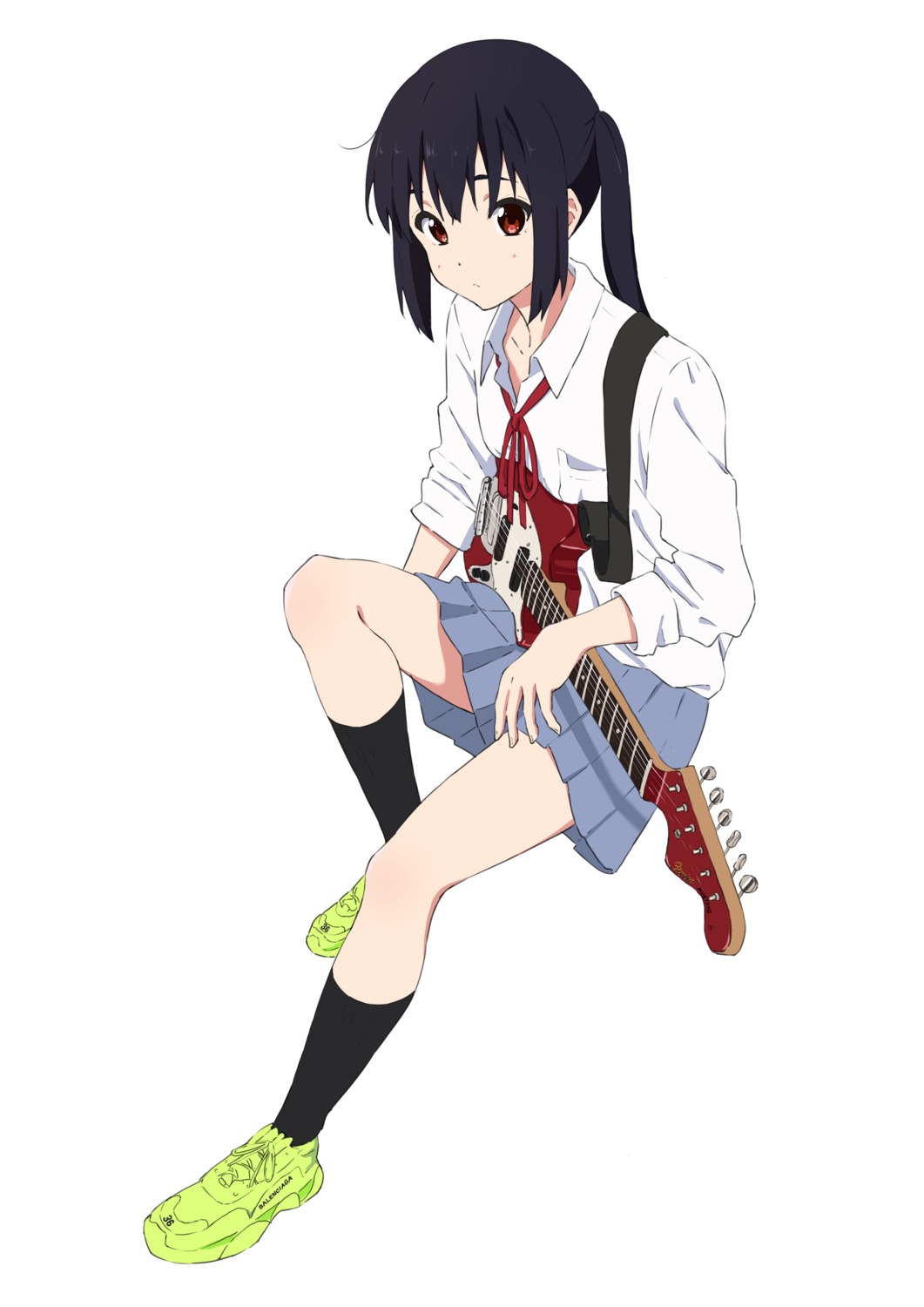 guitar k-on! nakano_azusa sakurayama_(59_sakurayama) seifuku skirt_lift