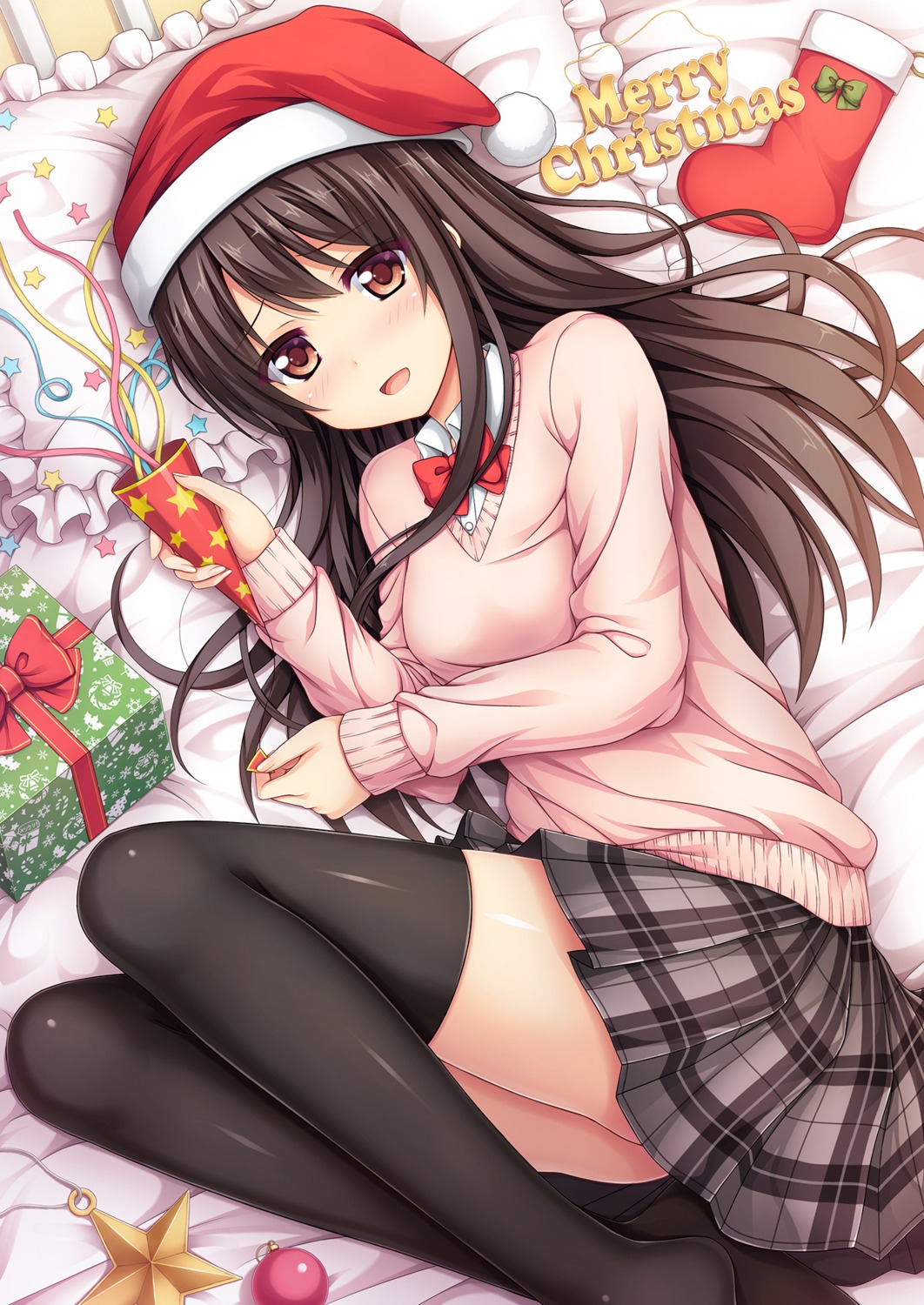 christmas nakamura_sumikage seifuku thighhighs