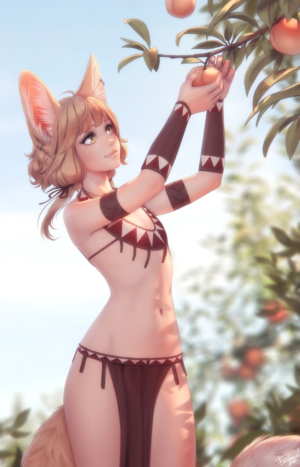 animal_ears khiara no_bra personal_ami tail