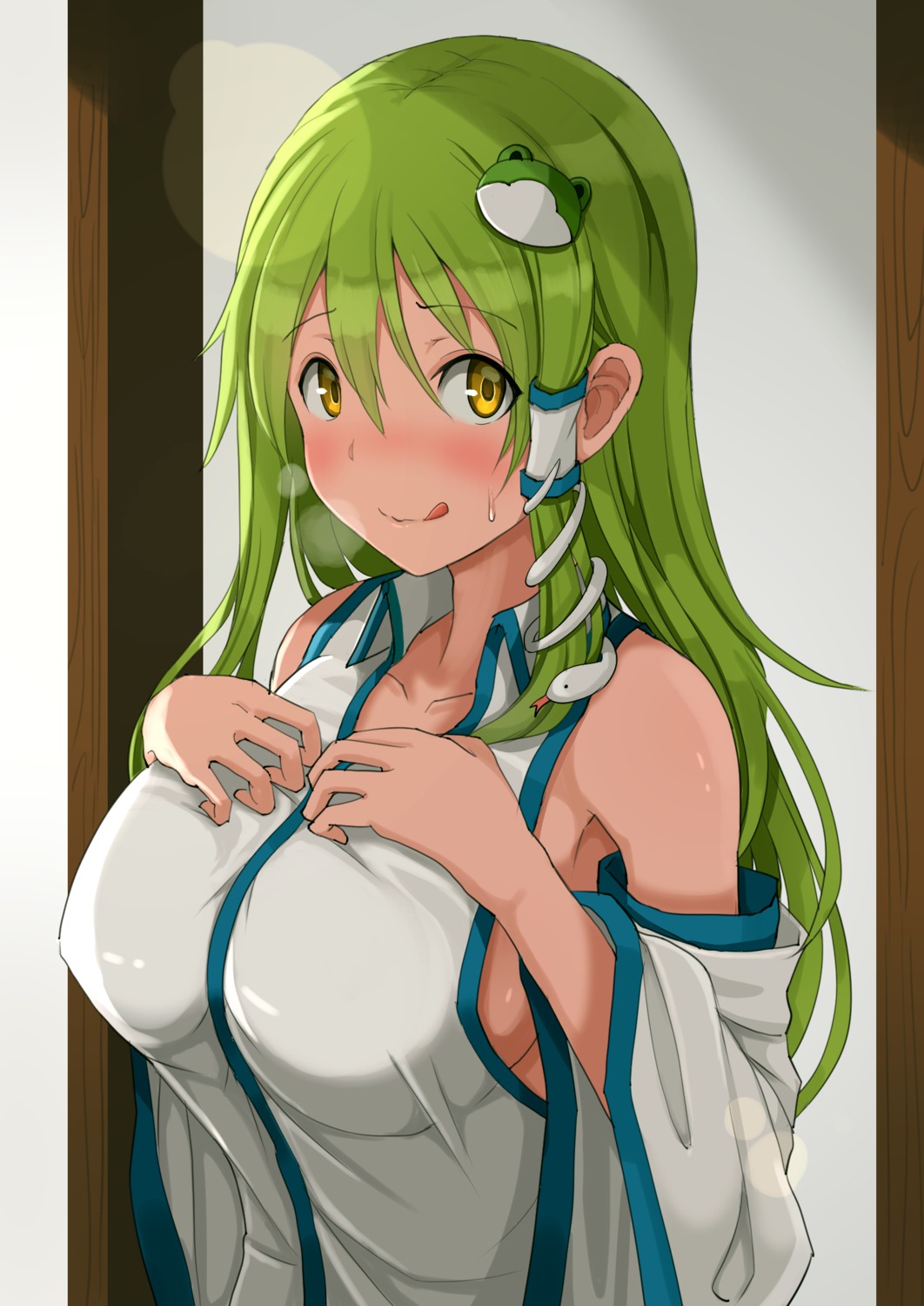 breast_hold kochiya_sanae no_bra opanchu touhou