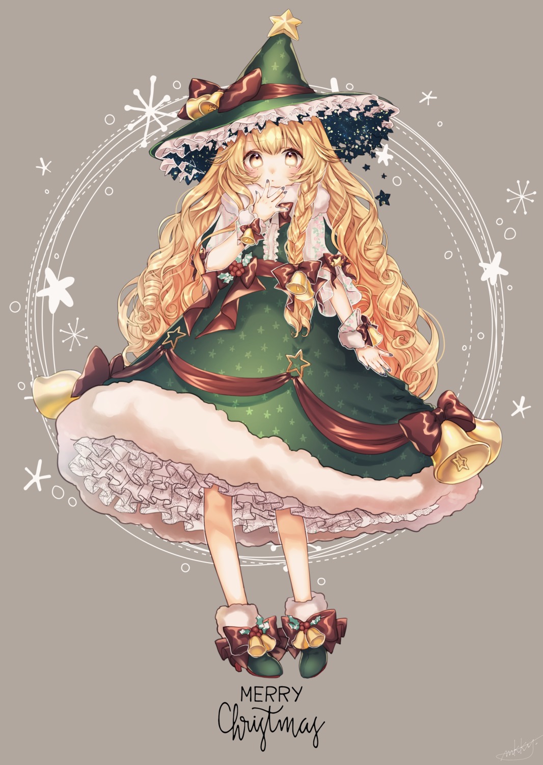 christmas dress kirisame_marisa mokokiyo_(asaddr) touhou witch