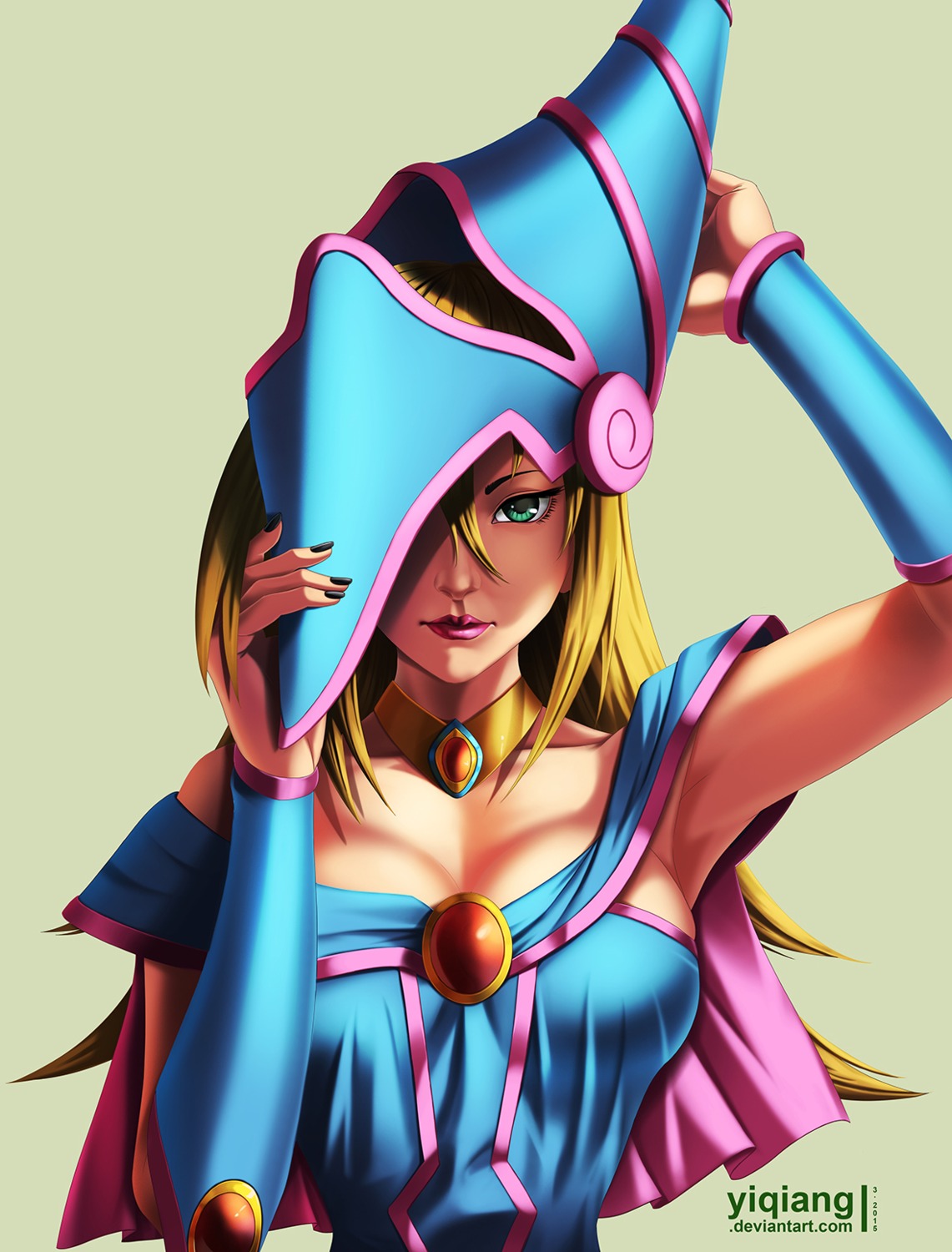 cleavage dark_magician_girl yi_qiang yugioh