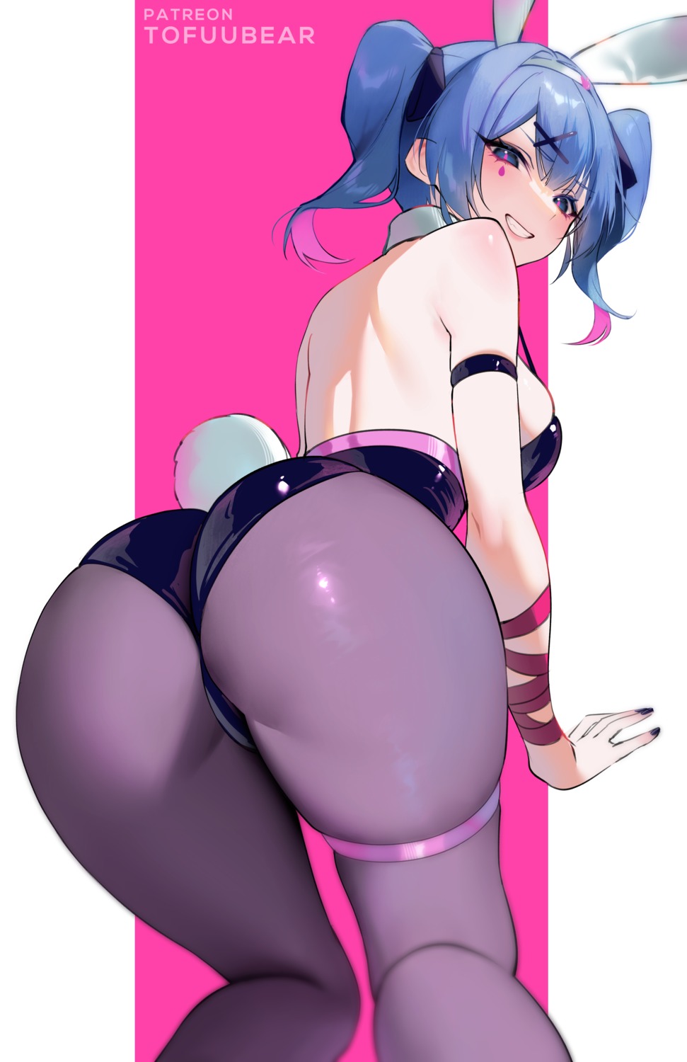 animal_ears ass bunny_ears bunny_girl garter hatsune_miku no_bra pantyhose rabbit_hole_(vocaloid) tail tattoo tofuubear vocaloid