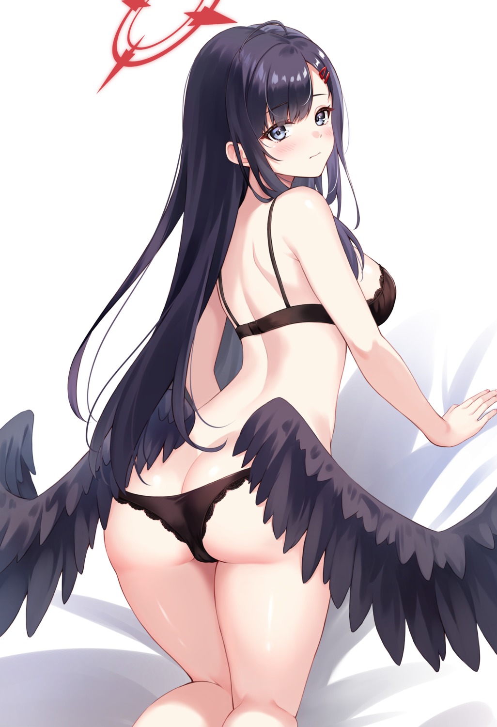 angel ass blue_archive bra cameltoe nakamasa_ichika pantsu sebu_illust thong wings