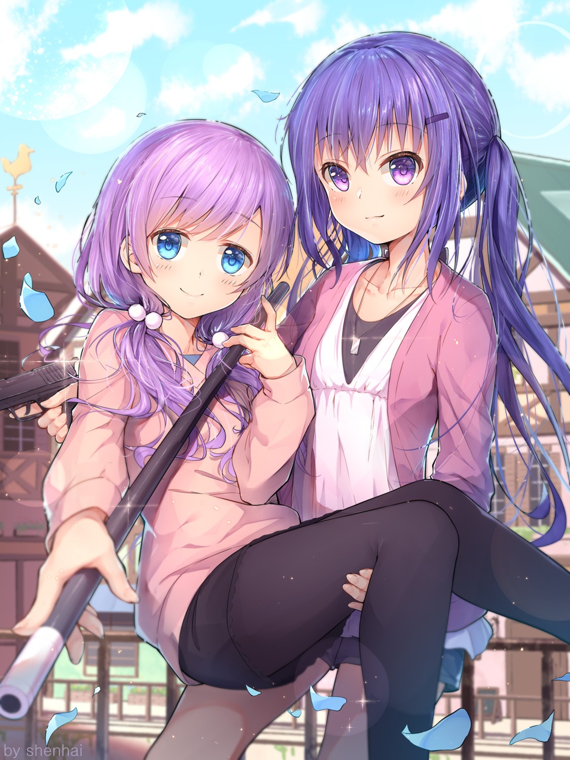 gochuumon_wa_usagi_desu_ka? gun pantyhose shenhai_(2556146833) tedeza_rize yuri