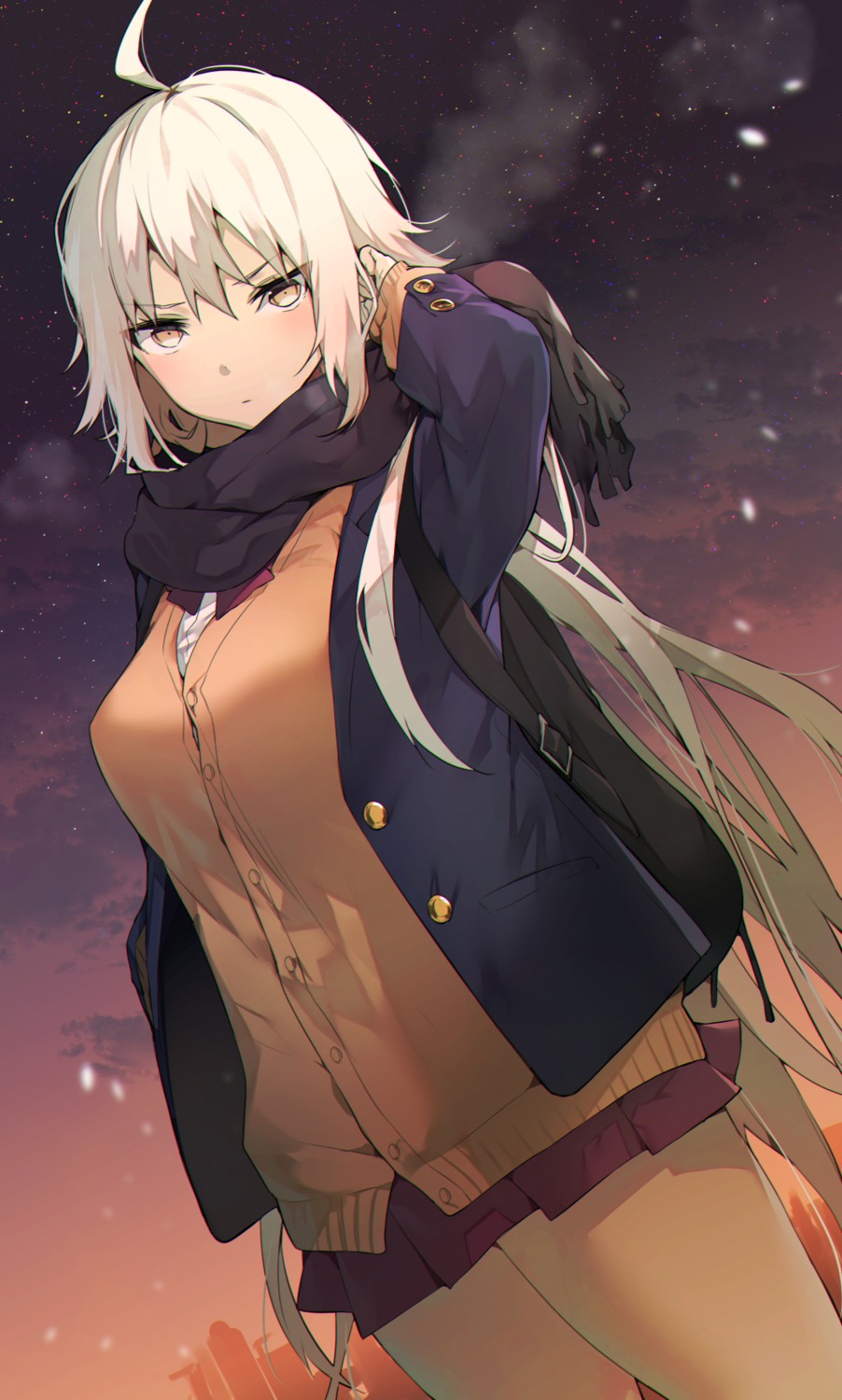 fate/grand_order itohana jeanne_d'arc jeanne_d'arc_(alter)_(fate) seifuku sweater