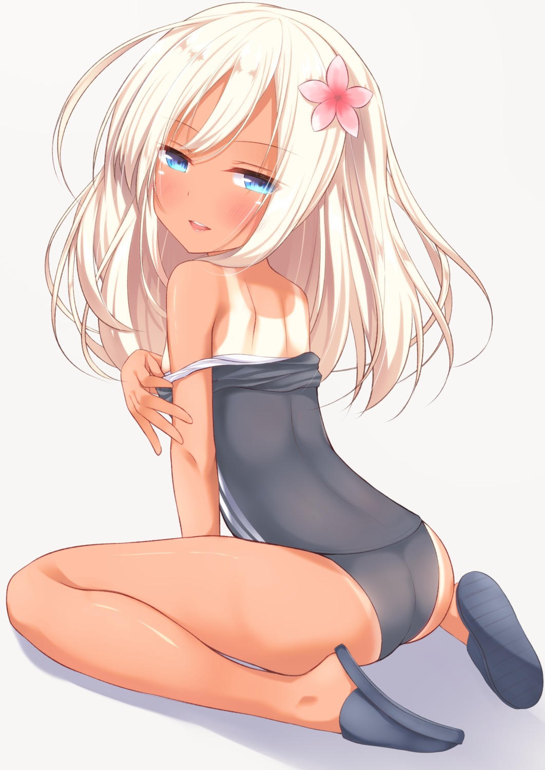 ass go-1 kantai_collection ro-500 school_swimsuit swimsuits tan_lines undressing