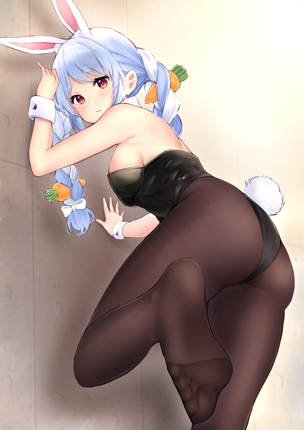 animal_ears ass bunny_ears bunny_girl feet haru_(re_ilust) hololive pantyhose see_through tail usada_pekora